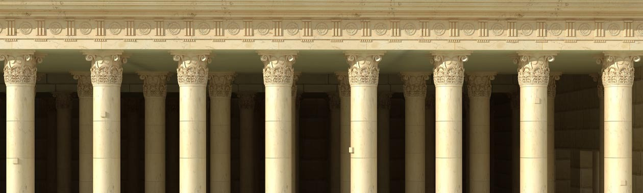 A virtual reconstruction of the northern façade of the Royal Portico on the Herodian Temple Mount (Graphics: Shiloh Vinograd)